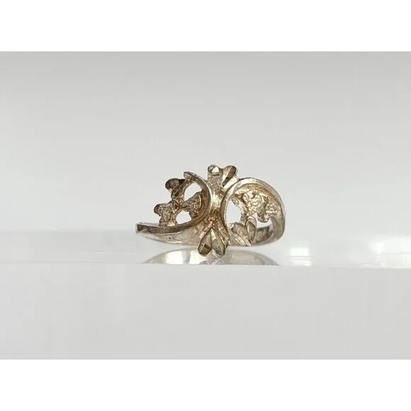 Multi Heart Shaped Carved Love Themed Sterling Silver 925 Vintage Ring - sz 6 - Picture 7 of 14